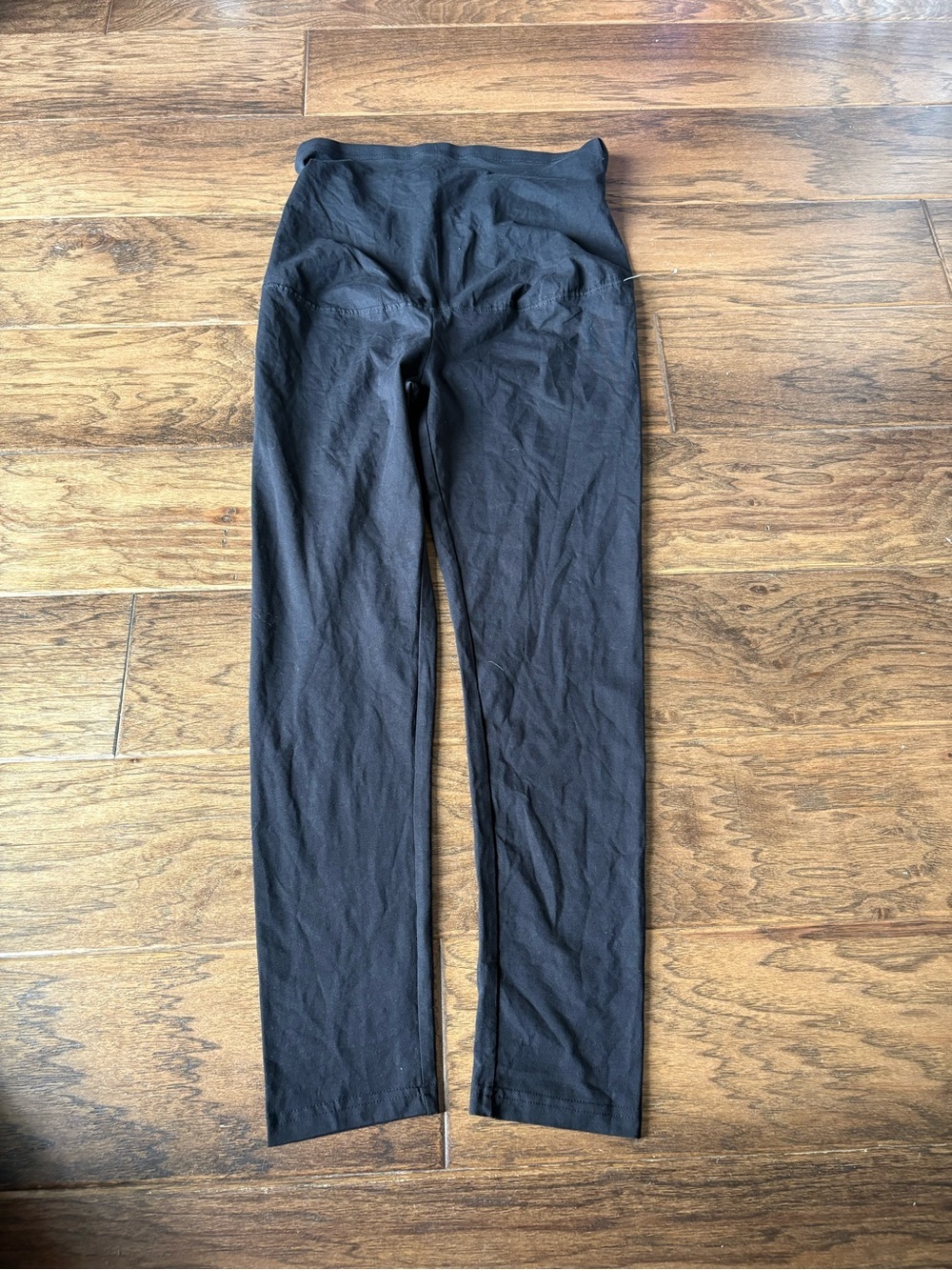 High-Rise Black Leggings — Women’s Maternity with Panel Stretch Pant